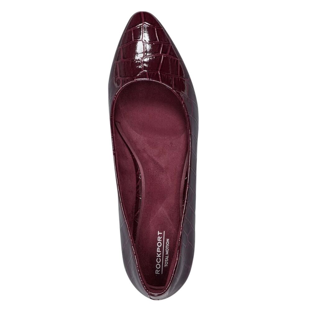 Rockport Women's Tessa Total Motion Pointy Toe Dress Flats Wine Croco Size 10 - Picture 4 of 5